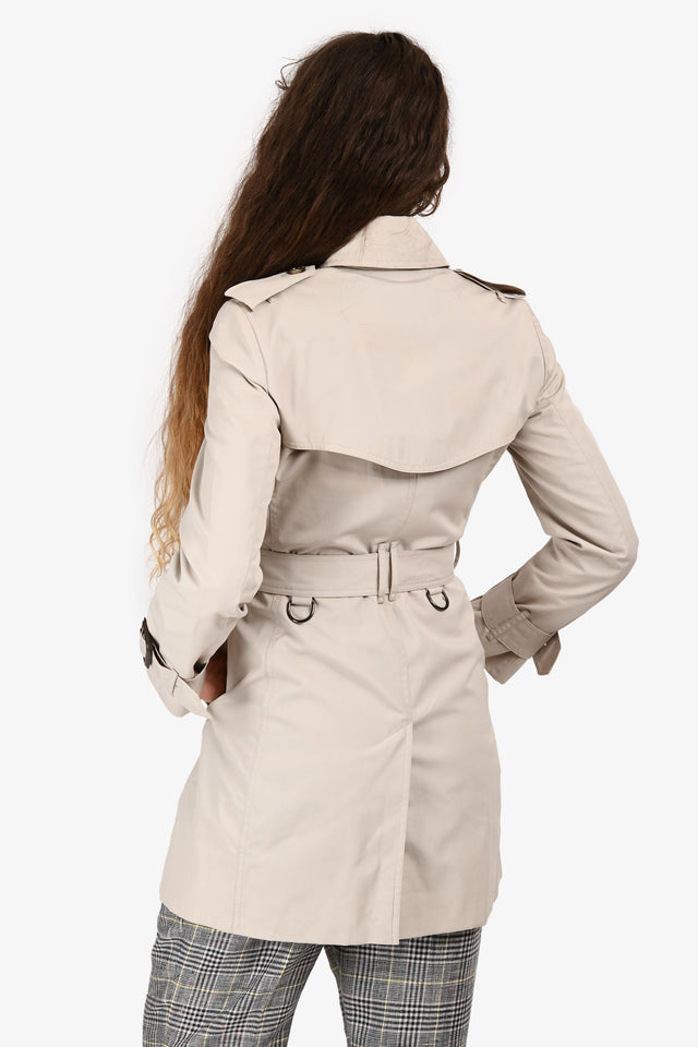 Burberry Light Beige Belted Double Breasted Trench Coat Size 2