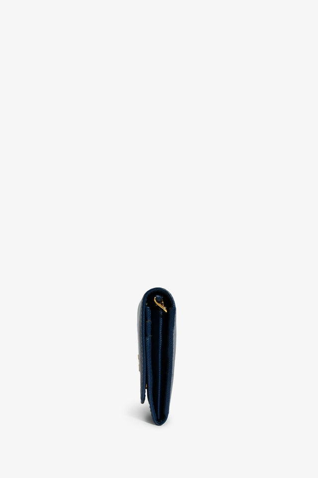 Prada Blue Saffiano Wallet On Chain
