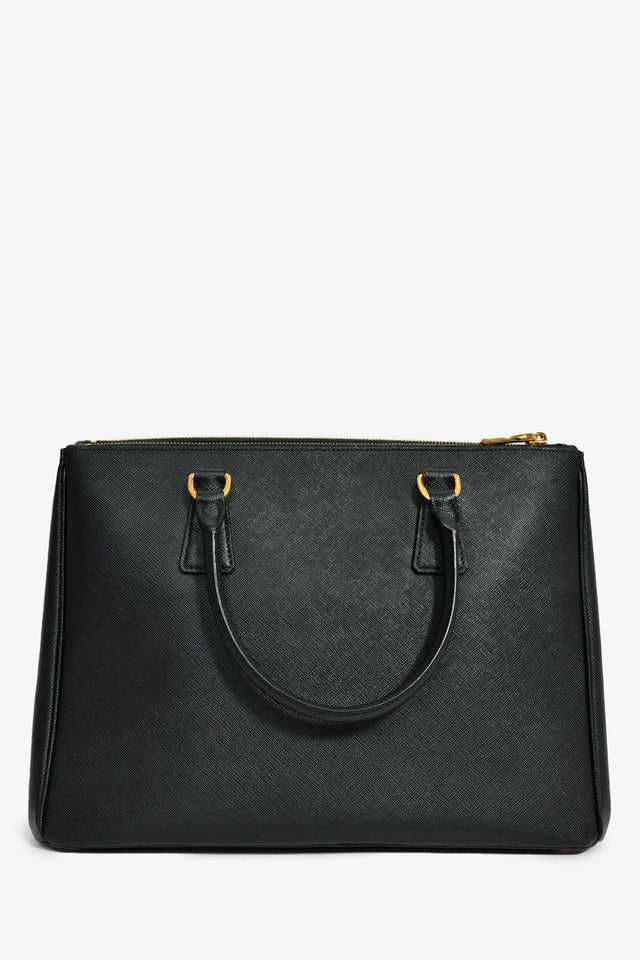 Prada Black Saffiano Leather Double Zip Tote