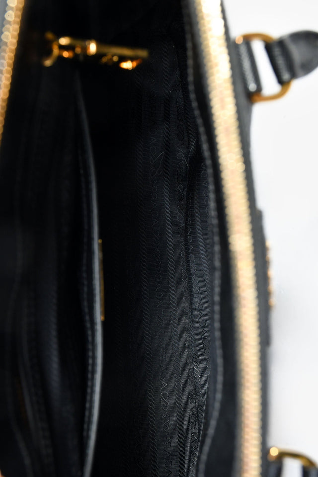 Prada Black Saffiano Leather Double Zip Tote