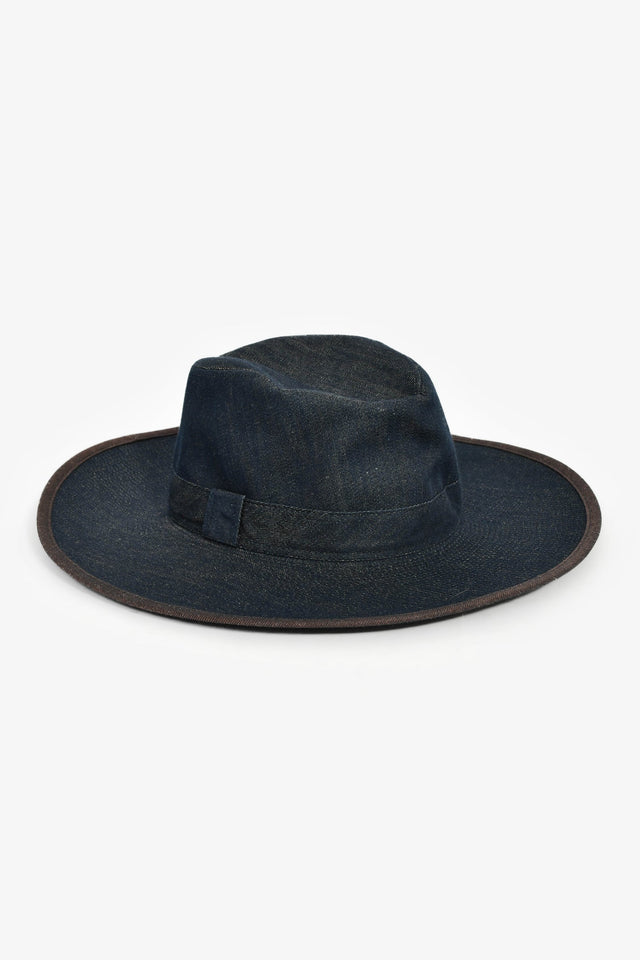 Hermes Blue Denim Wide Brim Hat Size 56