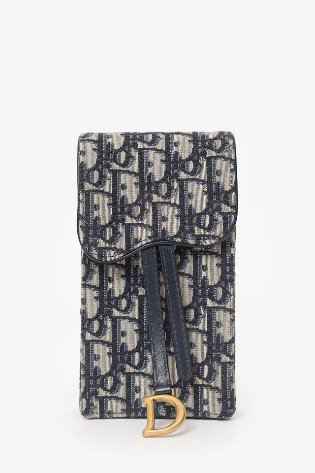 Christian Dior Blue Logo Saddle Pouch