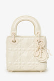 Christian Dior 2022 White Ultra Matte Calfskin Cannage Diamond Motif Micro Lady Dior