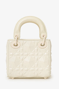 Christian Dior 2022 White Ultra Matte Calfskin Cannage Diamond Motif Micro Lady Dior