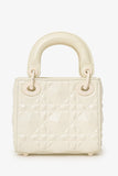 Christian Dior 2022 White Ultra Matte Calfskin Cannage Diamond Motif Micro Lady Dior