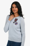 Christian Dior Blue Cashmere/Wool Patch Detail Sweater Size 4 US
