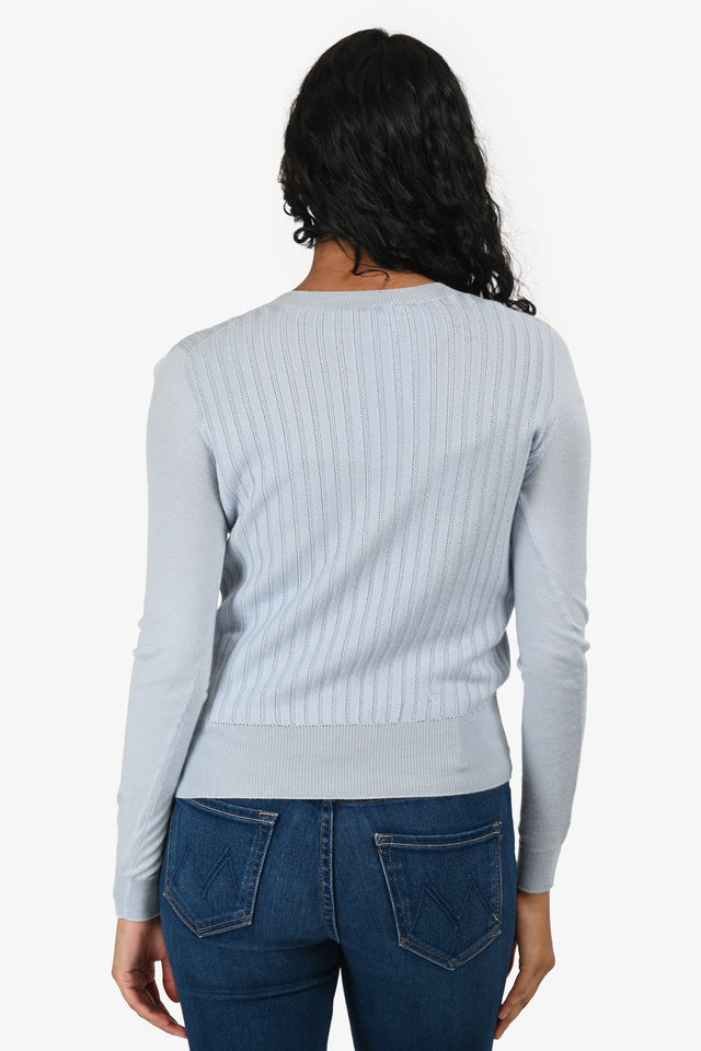 Christian Dior Blue Cashmere/Wool Patch Detail Sweater Size 4 US
