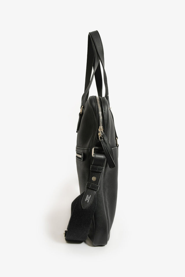 Hermes 2014 Black Evergrain Leather 'Hebdo' Messenger Bag