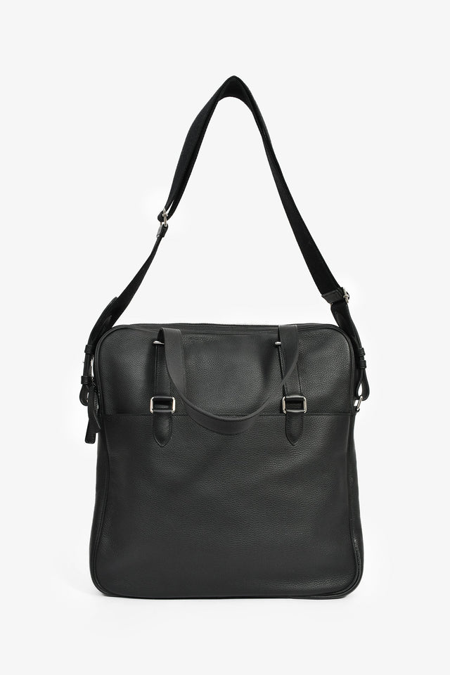 Hermes 2014 Black Evergrain Leather 'Hebdo' Messenger Bag
