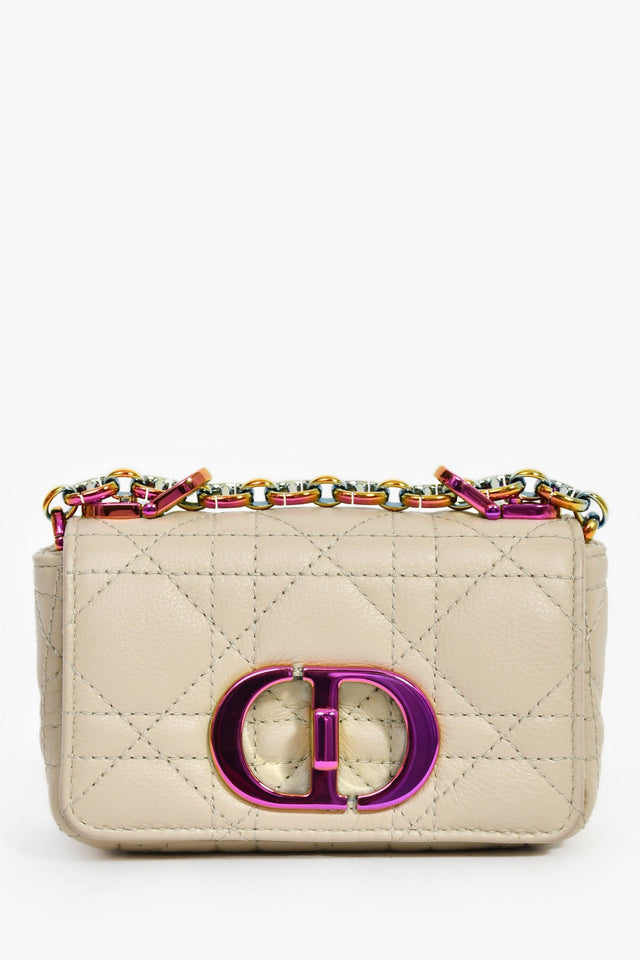 Christian Dior 2022 Grey Cannage Micro Caro Bag