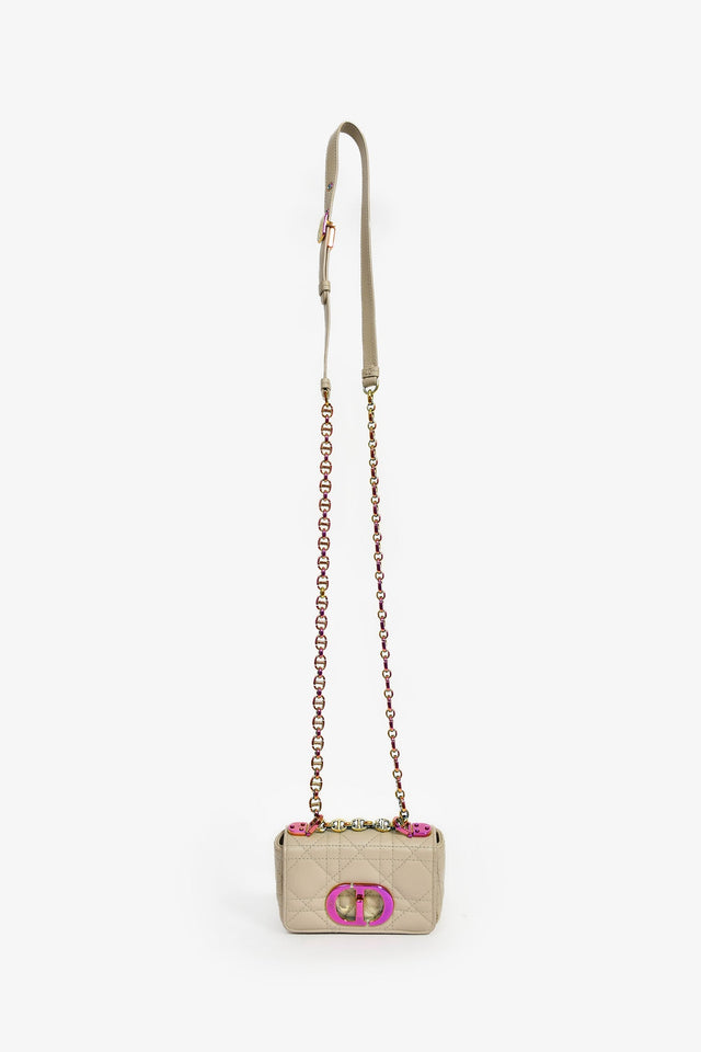 Christian Dior 2022 Grey Cannage Micro Caro Bag