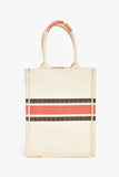 Christian Dior 2020 Cream 'Fleurs Bibliques' Canvas Vertical Mini Book Tote