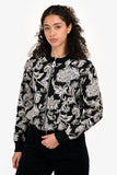 Louis Vuitton 2017 Black/White Knit Zip-Up Floral Bomber Jacket Size S