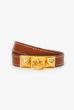 Hermes Brown Swift Leather Rivale Double Tour Bracelet