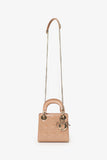 Christian Dior Beige Cannage Patent Leather Mini Lady Dior With Strap