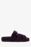 Hermes Purple Shearling Leather Chypre Sandals Size 36