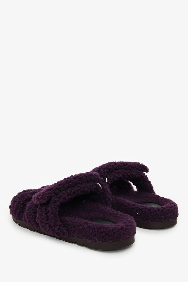 Hermes Purple Shearling Leather Chypre Sandals Size 36