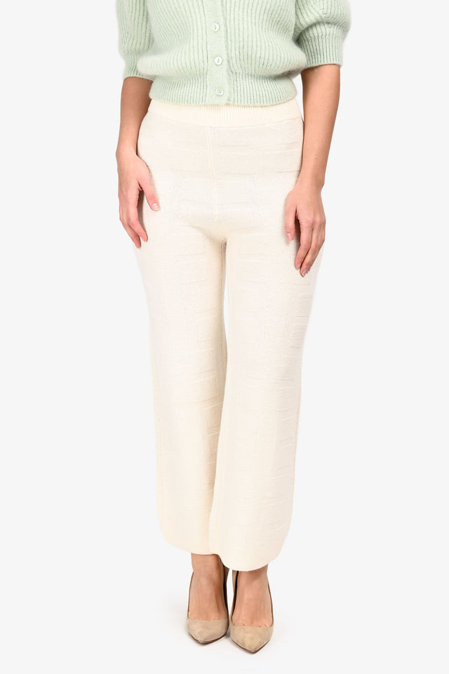 Hermes White Wool Patterned Pants Size 34
