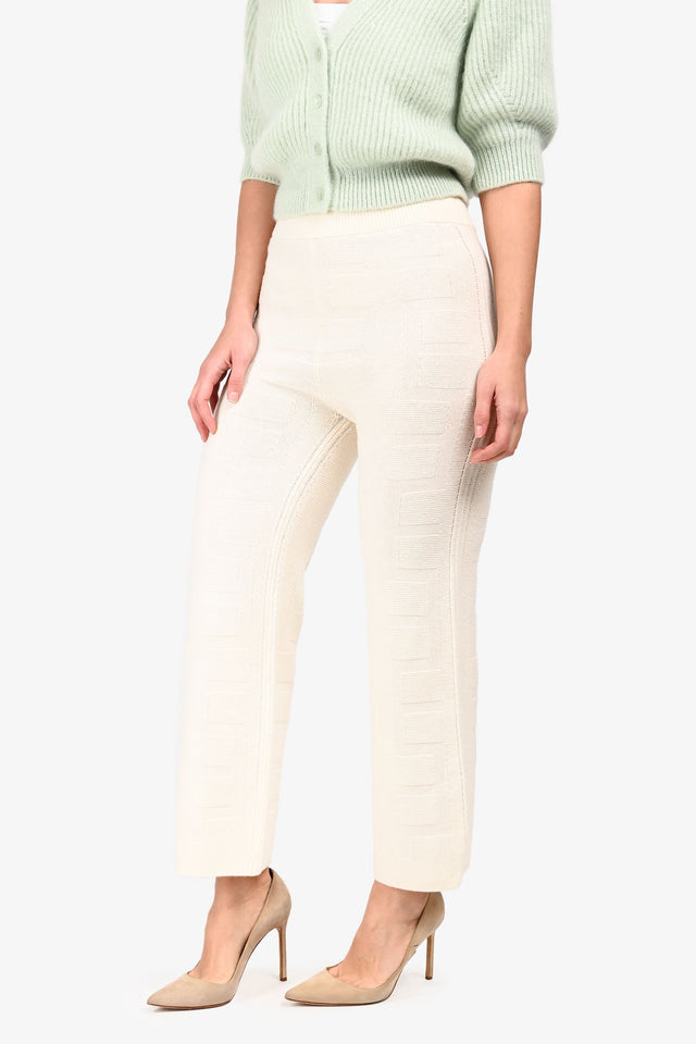 Hermes White Wool Patterned Pants Size 34