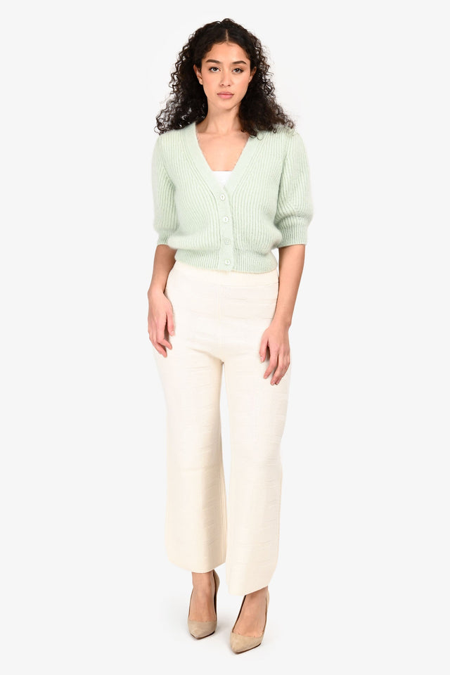 Hermes White Wool Patterned Pants Size 34