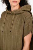 Hermes Taupe Wool Patterned Sleeveless Hoodie Size 38