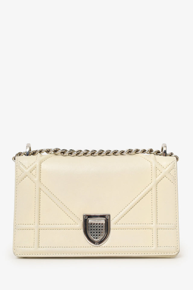Christian Dior 2015 White Cannage Leather Mini Diorama Shoulder Bag