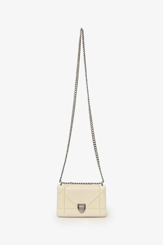 Christian Dior 2015 White Cannage Leather Mini Diorama Shoulder Bag