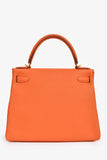 Hermes 2015 Orange Togo Leather Kelly 28 With Strap