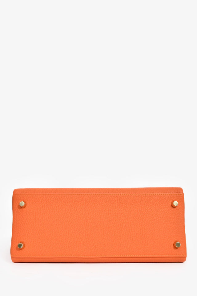 Hermes 2015 Orange Togo Leather Kelly 28 With Strap