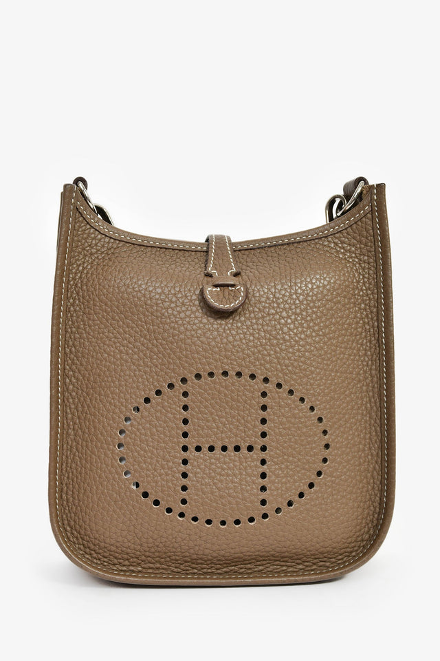 Hermes 2018 Taupe Clemence Leather Evelyne TPM