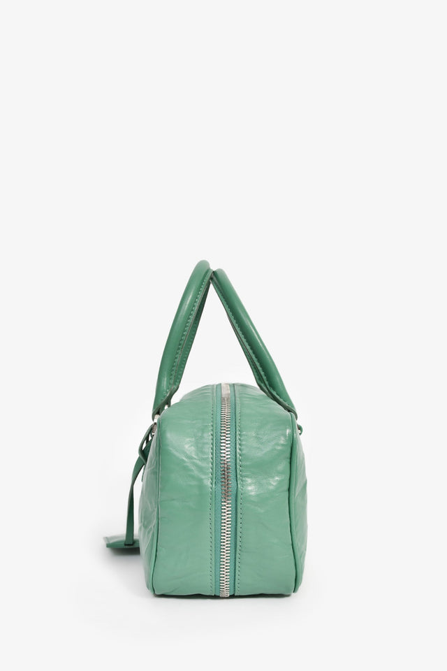 Prada Green Antique Nappa Leather Triangle Logo Top Handle