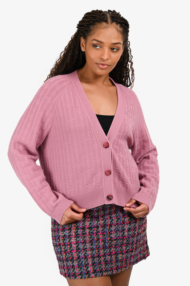 Hermes 2023 Pink Wool 'H' Buttoned igan Size 42