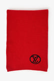Louis Vuitton Red Wool Knit 'LV' Embroidered Scarf