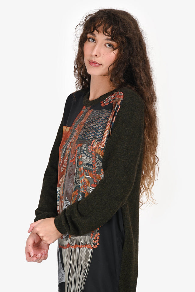 Hermes 2014 Olive Green Alpaca/Silk Sweater Size 38