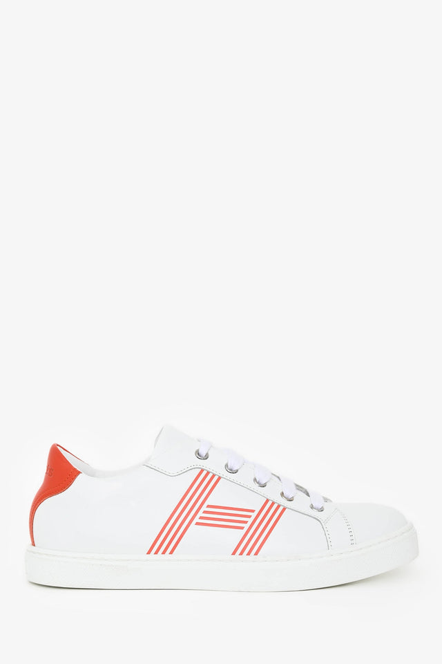 Hermes White/Orange Leather 'Avantage' Sneakers Size 37