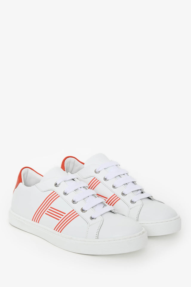 Hermes White/Orange Leather 'Avantage' Sneakers Size 37
