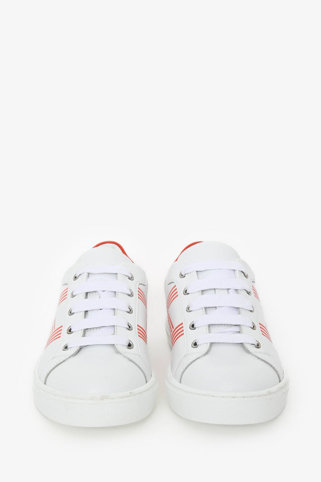 Hermes White/Orange Leather 'Avantage' Sneakers Size 37