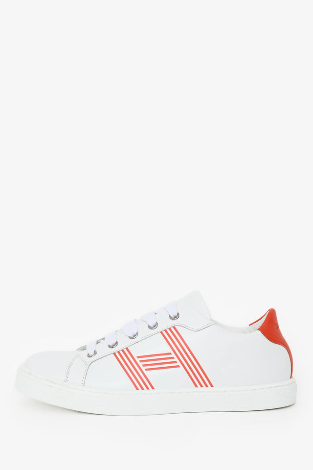 Hermes White/Orange Leather 'Avantage' Sneakers Size 37