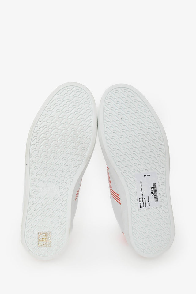 Hermes White/Orange Leather 'Avantage' Sneakers Size 37