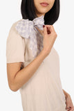 Louis Vuitton Cream Knit Short Sleeve Top With Silk Damier Scarf Size S
