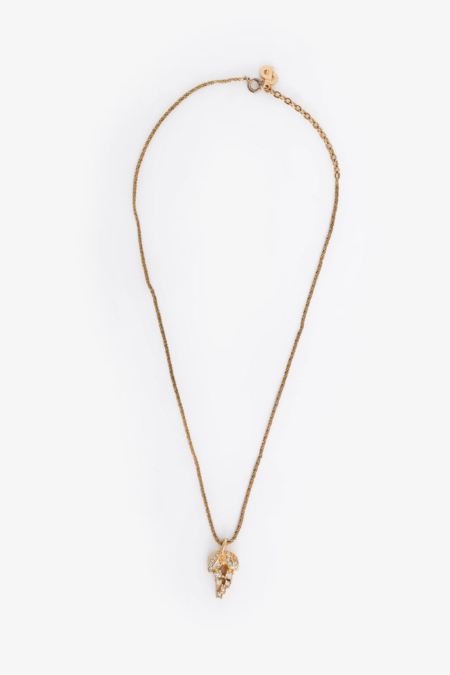 Christian Dior Vintage Gold Tone Metal Crystal Embellished Foliage Necklace