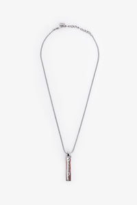 Christian Dior Silver Tone Metal Logo Plaque Pendant Necklace