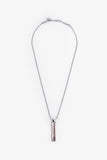 Christian Dior Silver Tone Metal Logo Plaque Pendant Necklace