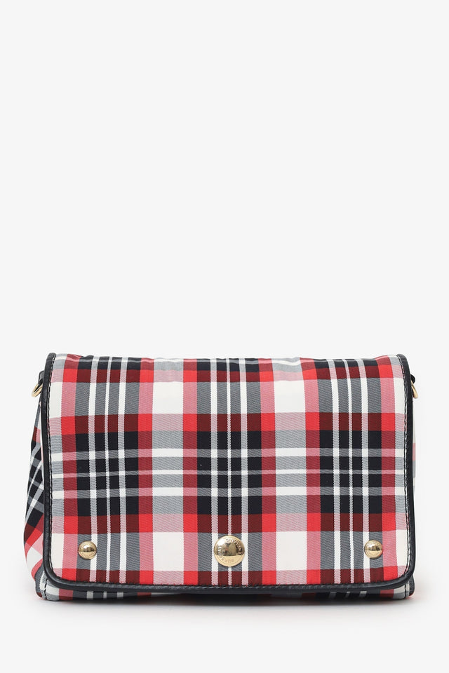 Burberry Red Hackberry Tartan Nylon Crossbody Bag