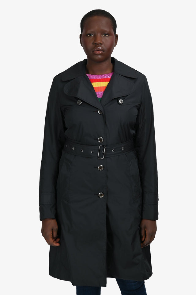 Burberry Black Nylon Trench Size 10