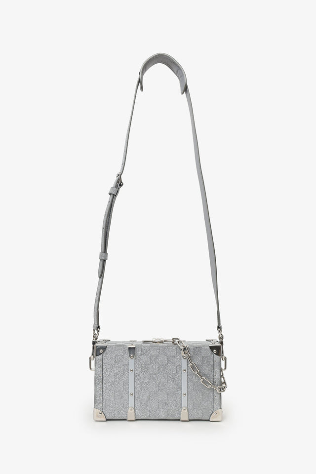 Louis Vuitton Silver Glitter Aluminum Monogram Special Order Briefcase Trunk With Strap