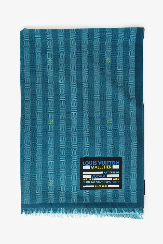 Louis Vuitton Blue Cotton Damier Stripes Scarf