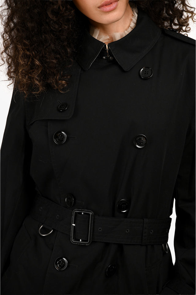 Burberry Brit Black Midi Belted Trench Coat Size M