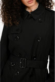 Burberry Brit Black Midi Belted Trench Coat Size M