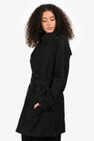 Burberry Brit Black Midi Belted Trench Coat Size M